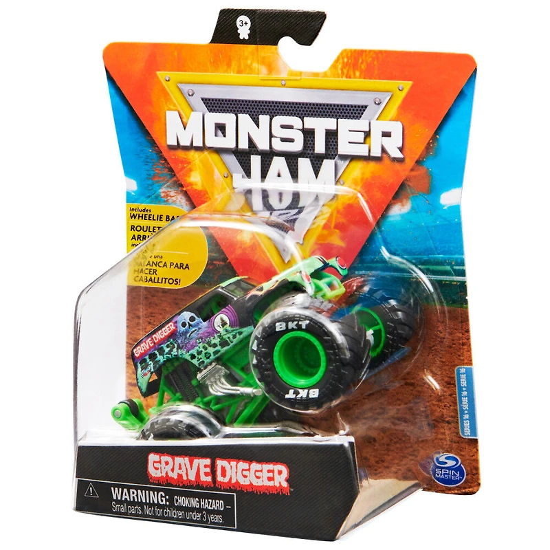 Monster Jam, Monster truck Grave Digger officiel, véhicule en métal moulé, série Show time, échelle 1:64