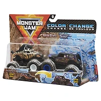 Monster Jam, Coffret de 2 monster trucks officiels en métal moulé Racing Stripes vs Son-Uva Digger qui changent de couleur, échelle 1:64