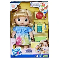 Baby Alive Fruity Sips Doll, Apple, 12-inch Baby Doll Set, Drinks and Wets, Pretend Juicer, Blonde Hair