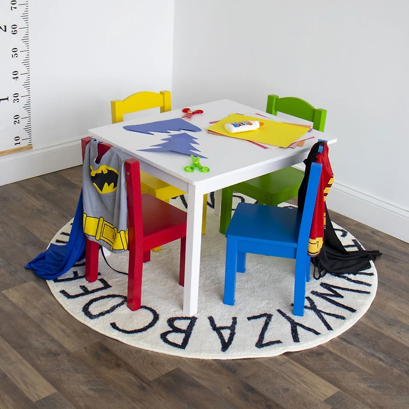 Kids Wood Table and 4 Chairs, Primary