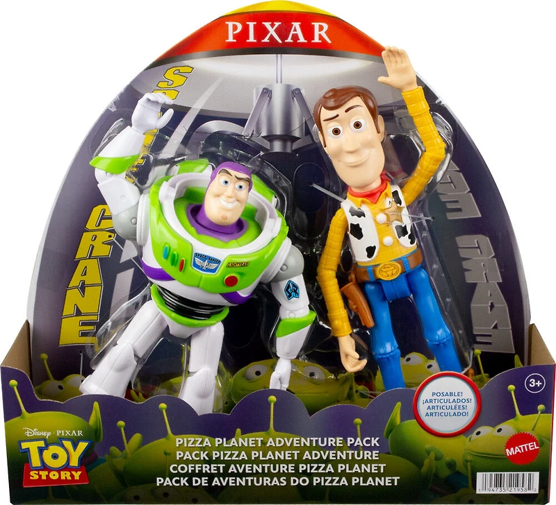 Disney and Pixar Toy Story 7-inch Woody and Buzz Action Figure Toys 2-Pack, Pizza Planet Adventure