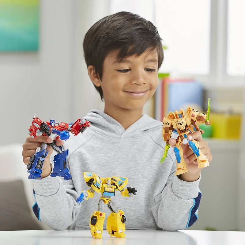 Transformers Buzzworthy Bumblebee Héros de Cybertron Pack de 3 figurines de classe Deluxe, 12,5 cm - Notre exclusivité