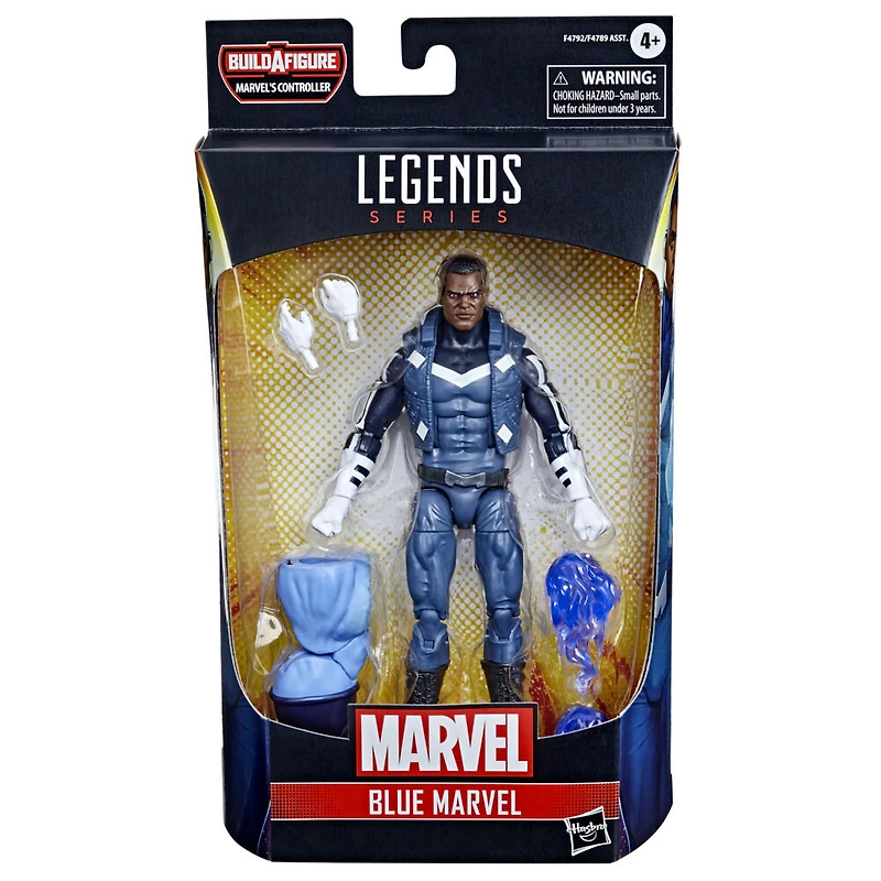 Marvel Legends Series, figurine de collection de 15 cm Blue Marvel en costume des Ultimates, 4 accessoires et 1 pièce Build-a-Figure