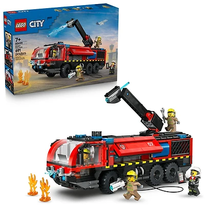 LEGO City Le camion de pompiers de l'aéroport - Ensemble de construction de véhicule d'urgence pour garçons et filles de 7 ans et plus - 60499