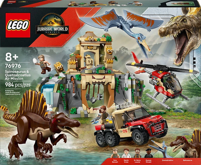 LEGO Jurassic World Mission Aérienne Spinosaure et Quetzalcoatlus, Jouet de Construction de Dinosaures pour Enfants 76976
