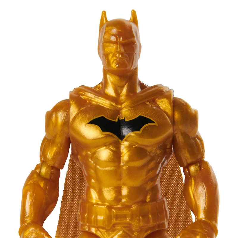 DC Comics, Figurine articulée Rebirth Batman métallique avec 2 accessoires mystère, 10 cm