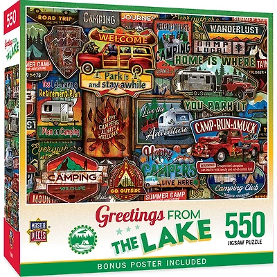 Masterpieces Puzzle Company Greetings From - The Lake Casse-Tête De 550 Pièces - Édition anglaise