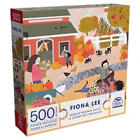 Puzzles Spin Master, Puzzle Le champ de citrouilles, Puzzle de 500 pièces par l'artiste Fiona Lee avec poster décoratif