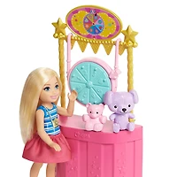 Barbie Club Chelsea Doll and Carnival Playset, Wearing Fashion and Accessories, with Ferris Wheel, Bumper Cars, Puppy and More