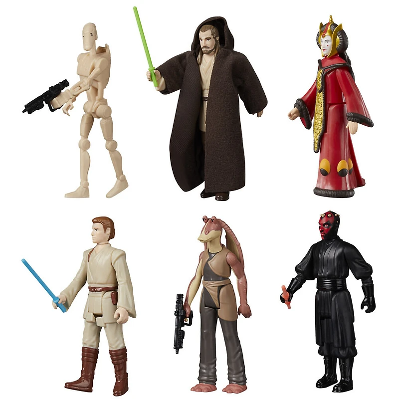 Star Wars The Retro Collection, Star Wars: The Phantom Menace, multipack de figurines de collection, échelle 9,5 cm