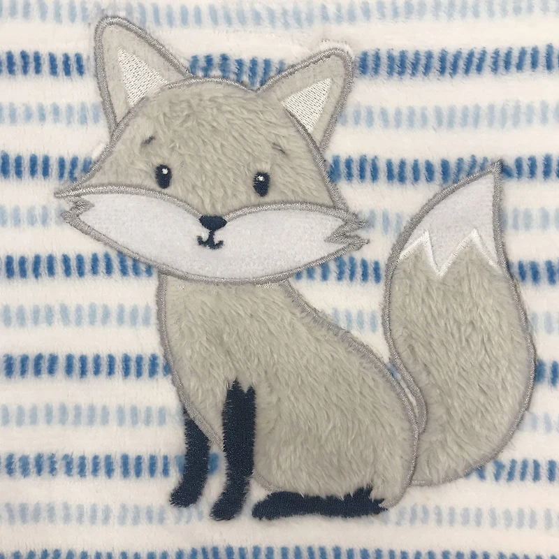 Koala Baby - Fox Blue/Grey Sherpa Applique Blanket