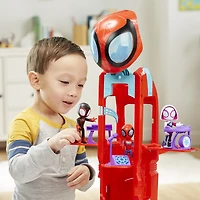 Marvel Spidey and His Amazing Friends Spider Crawl-R 2-in-1 Headquarters Playset, Preschool Toy with 2 Modes, Lights, Sounds, 2 Feet Tall