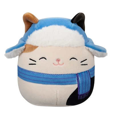 Squishmallows 5" - Cam the Brown And Black Calico Cat In Blue Scarf, Hat