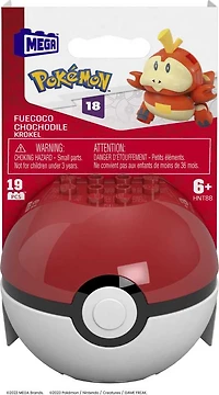 MEGA - Pokémon - Figurine articulée - Chochodile, Pokéball (19 pièces)