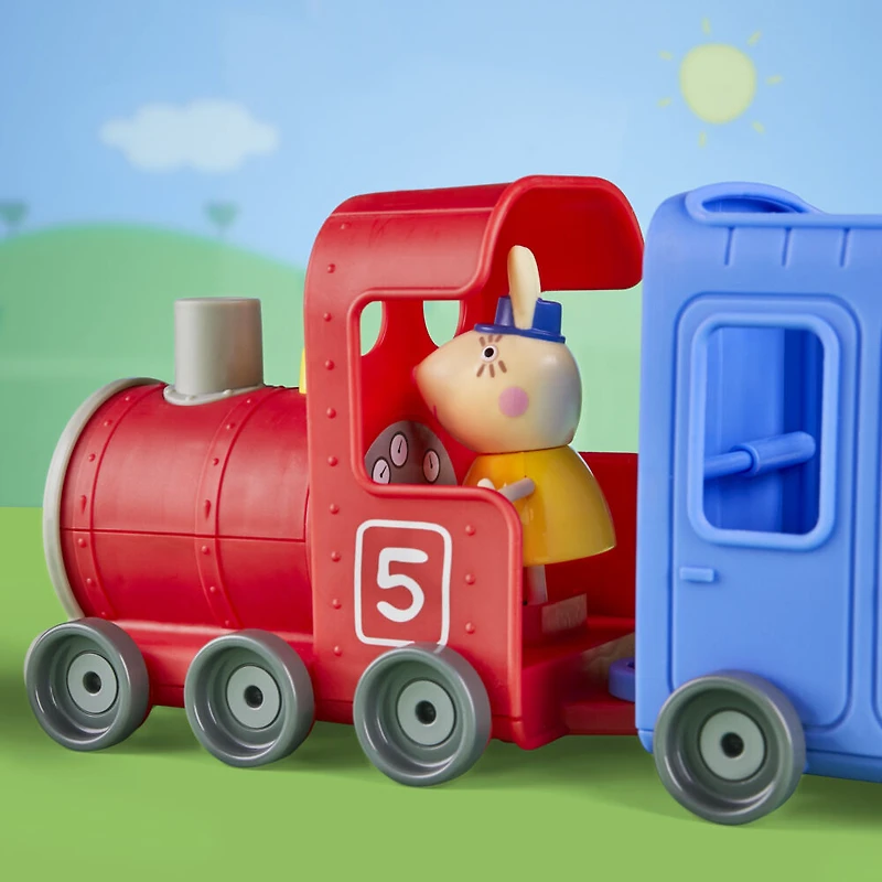 Peppa Pig Peppa's Adventures Le train de Mlle Rabbit, véhicule détachable en 2 parties, jouet préscolaire