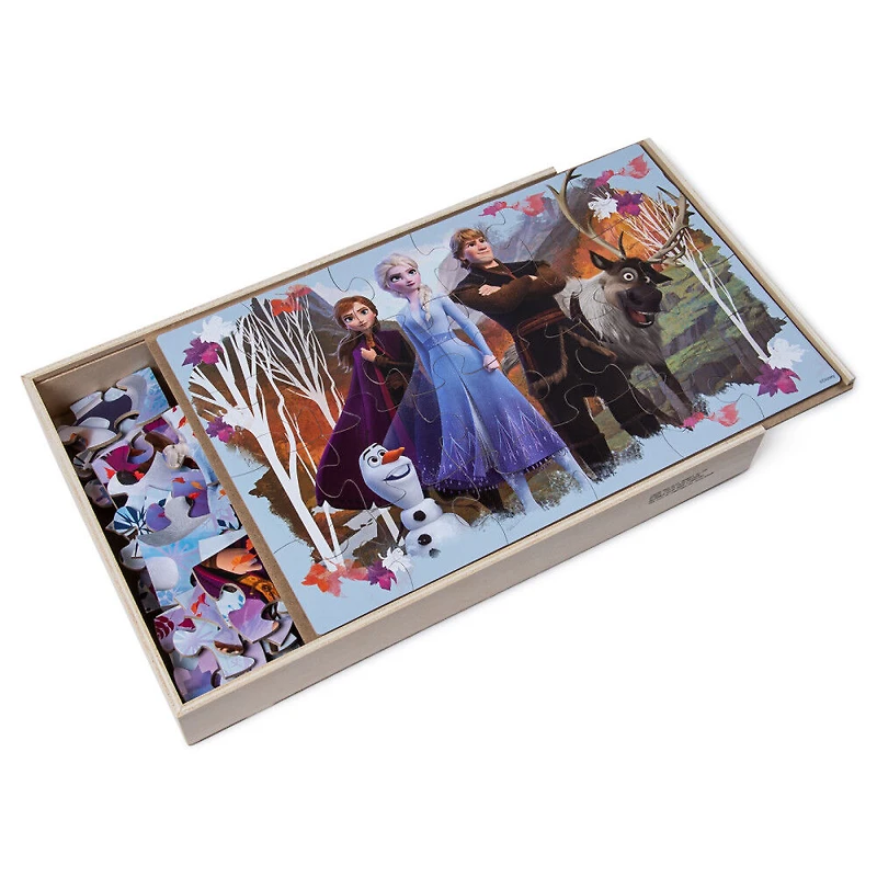 Frozen 2 Jigsaw Puzzles for Kids, Set of 7 Wood Puzzles with Storage Box, for Families and Kids Ages 4 and up