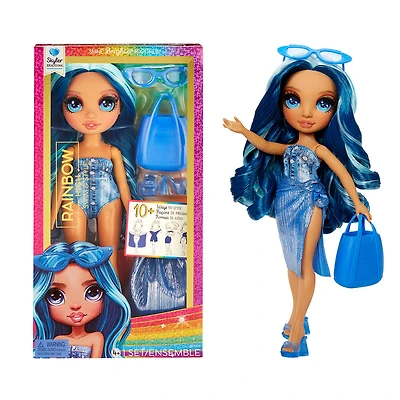 Poupée Rainbow High Swim & Style Skyler (bleue) de 11 po (28 cm)