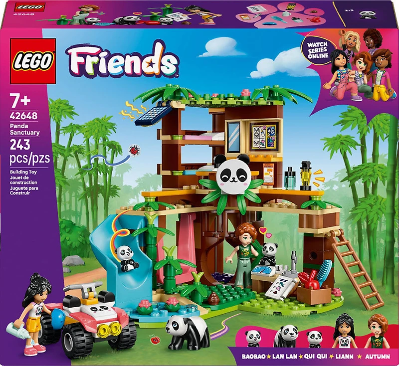 LEGO Friends Les Soins Animaliers au Sanctuaire des Pandas, Jouet d'Ensemble de Construction, 2 Minipoupées et 3 Figurines de Panda 42648