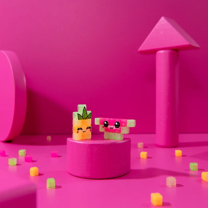 Pixobitz, Clear Pack with 156 Exclusive No Heat Water Fuse Beads, Decos and Accessories for 3D Creations, Christmas Gifts, Arts and Crafts