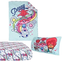 Trolls 3 Piece Toddler Bedding Set with Reversible Comforter, Fitted Sheet and Pillowcase by Nemcor