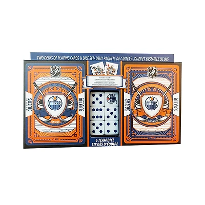 Masterpieces Puzzle Company Edmonton Oilers ensemble de deux jeux de cartes et de dés jeu de cartes
