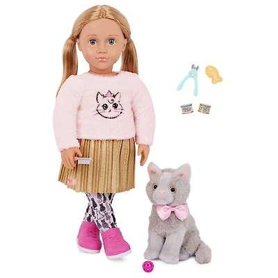 Our Generation - Poupée avec chaton de compagnie, Melena et Mitaines