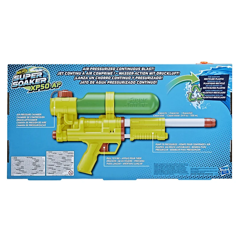 Nerf Super Soaker, blaster à eau XP50-AP  jet d'eau continu à air comprimé