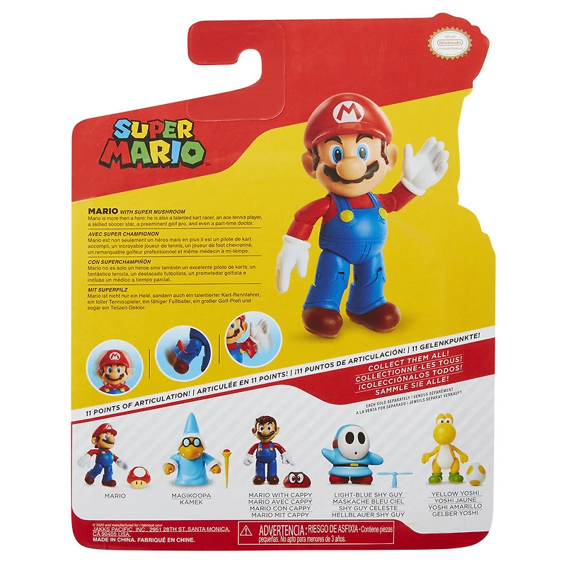 World of Nintendo 4" Figures Wave 19 -  Super Mario with Red Mushroom