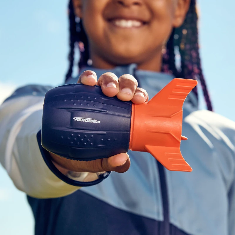 Ballon Aerobie Super Sonic Fin Catch, ballon de football américain aérodynamique et souple Russell Wilson, bleu/orange