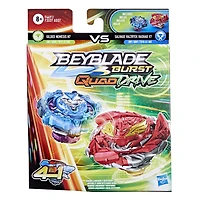 Beyblade Burst QuadDrive, Pack de 2 toupies de compétition Salvage Valtryek Rashad V7 et Gilded Nemesis N7