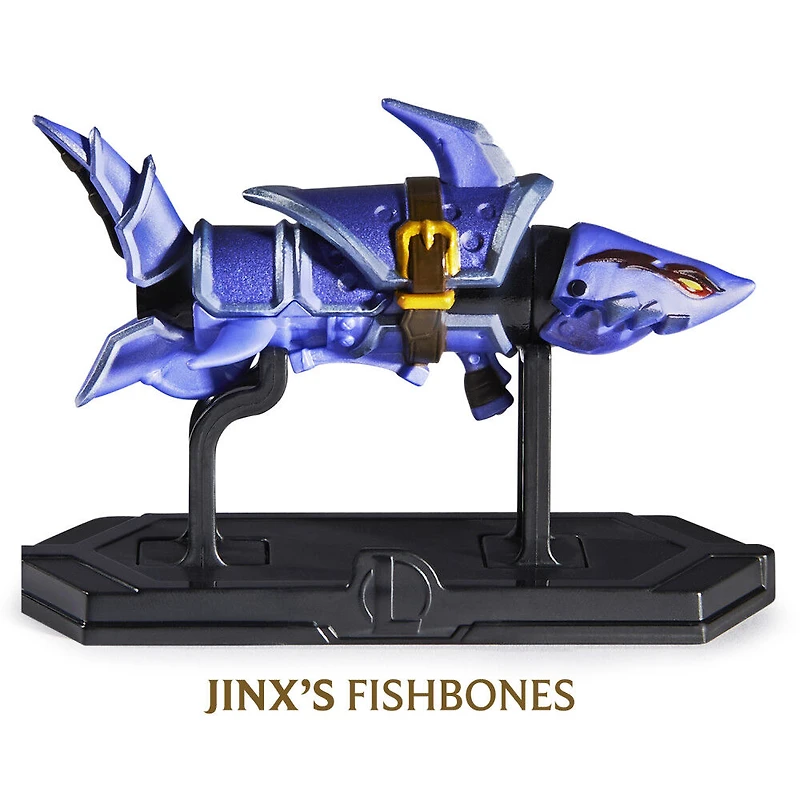 League of Legends, Official Jinx Fishbones Collectible with Display Base, True Metal Weaponry, First Edition Collectible Grade