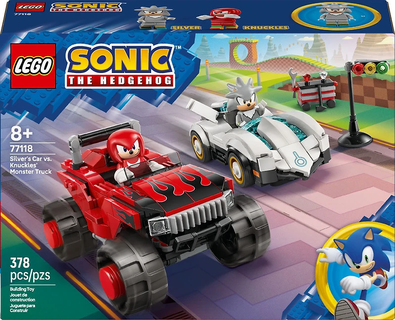 LEGO Sonic the Hedgehog La Voiture de Silver Contre le Camion Monstre de Knuckles, Jouet de Construction pour les Enfants de 8 Ans et Plus 77118