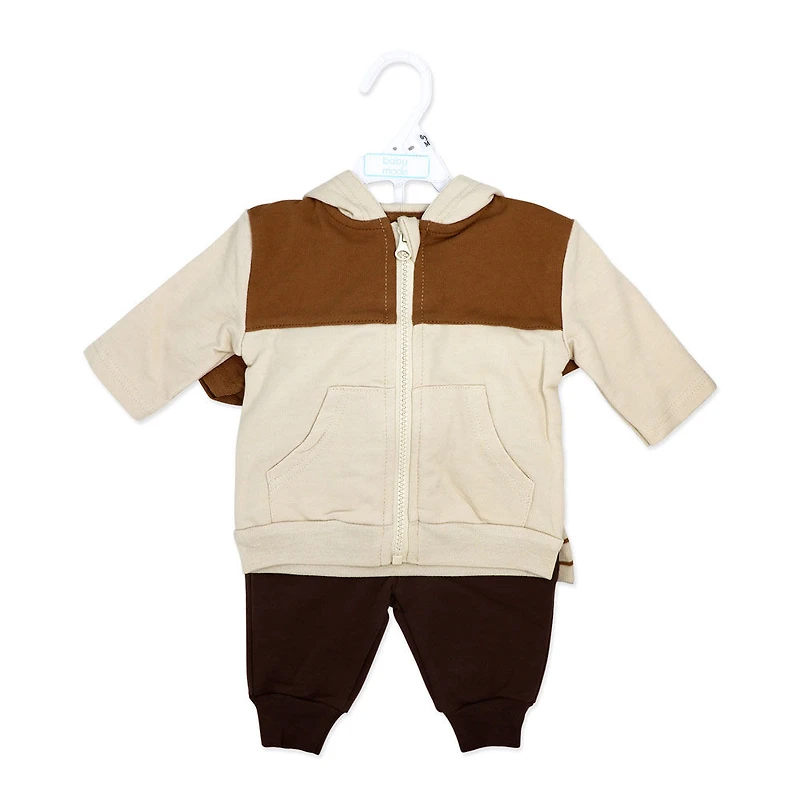 Baby Mode Ensemble de jogging 3 pièces en molleton : rayures marron