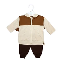 Baby Mode Ensemble de jogging 3 pièces en molleton : rayures marron