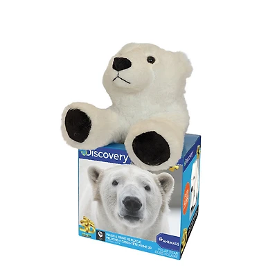 Prime 3D: Puzzle Découverte de l'ours polaire avec peluche - 48 pièces