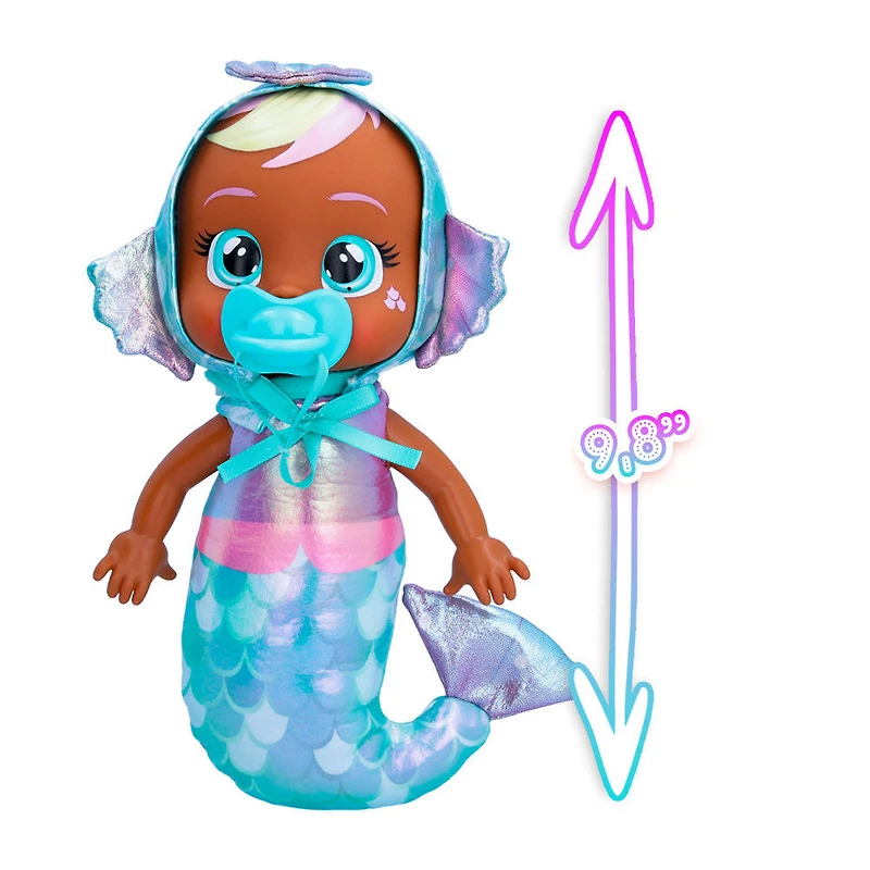 Cry Babies Tiny Cuddles - Sirènes Kaia - Poupée bébé de 9 po | Pyjama métallique avec queue de sirène