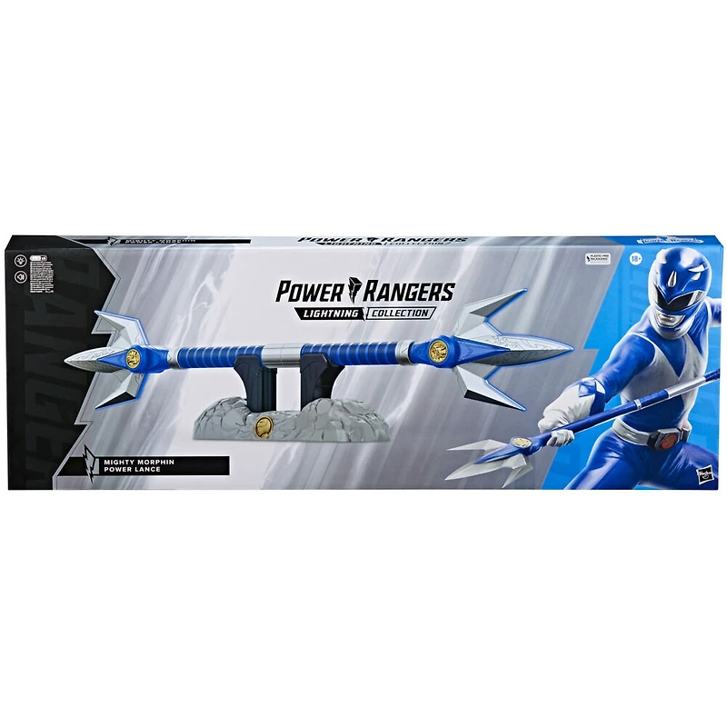 Power Rangers Lightning Collection, Lance de pouvoir du Ranger Bleu Mighty Morphin, article de cosplay premium de collection Billy Cranston