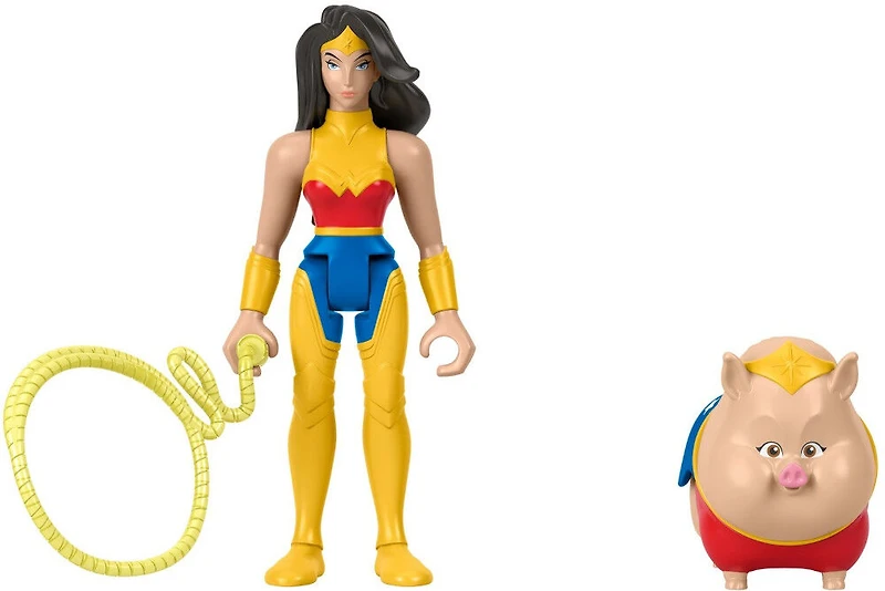 Coffret de figurines articulées DC Krypto Super-Chien – Wonder Woman et PB le cochon