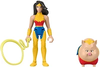 Coffret de figurines articulées DC Krypto Super-Chien – Wonder Woman et PB le cochon