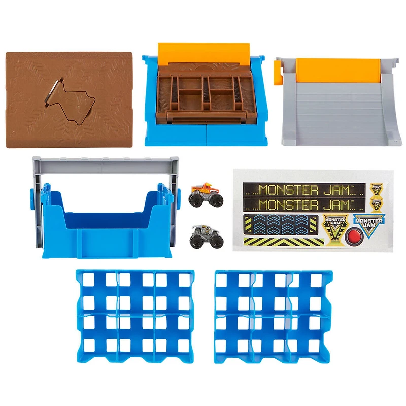 Monster Jam Mini Freestyle Flip Arena, coffret de jeu avec rangement et 2 mini-monster trucks Monster Jam