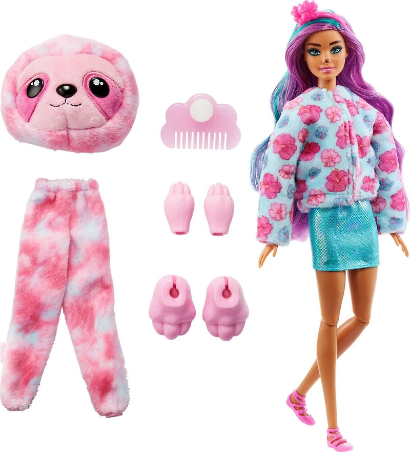 Barbie Cutie Reveal Fantasy Series Doll with Sloth Plush Costume and 10 Surprises