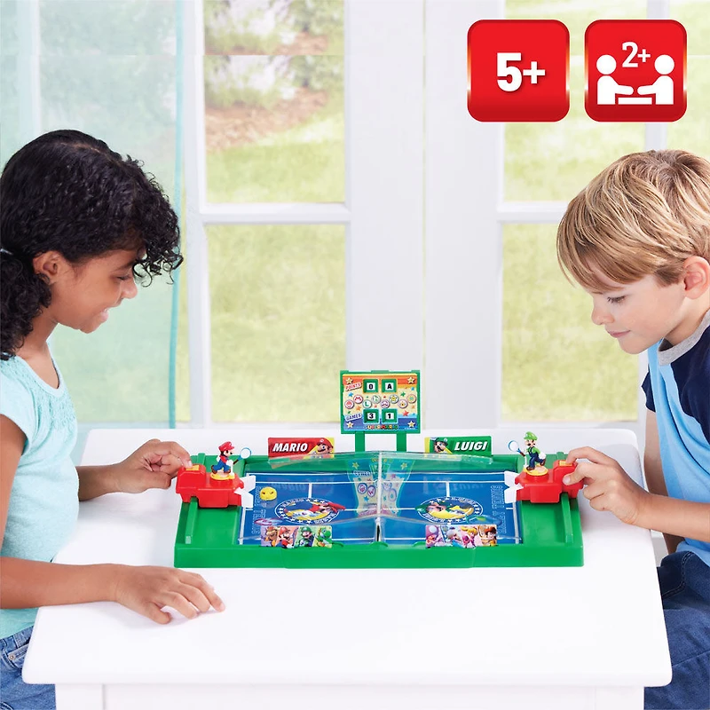 Epoch Games Super Mario Rally Tennis, Tabletop Skill and Action Game with Collectible Super Mario Action Figures