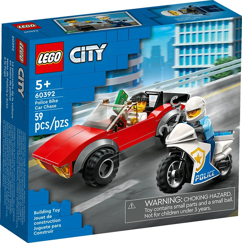 LEGO City Police Bike Car Chase 60392 Building Toy Set (59 Pieces)