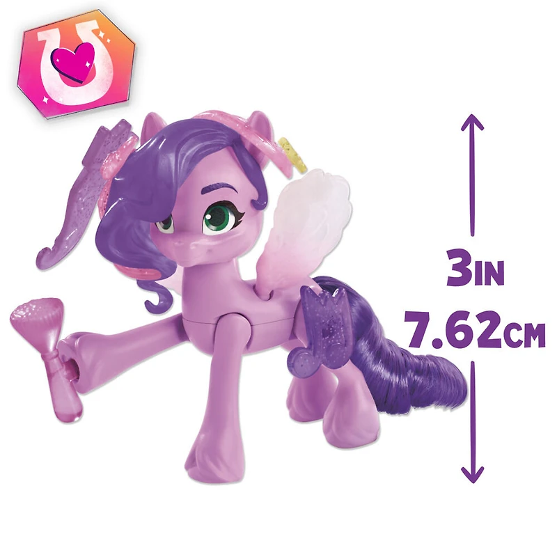 My Little Pony : Marquons les esprits, Princesse Ruby Pétales Magie des marques de beauté, poney de 7,5 cm