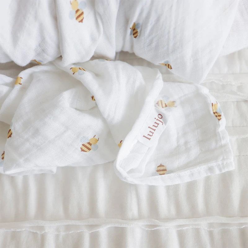 Lulujo - Langes en mousseline 2PK - Abeilles et poi