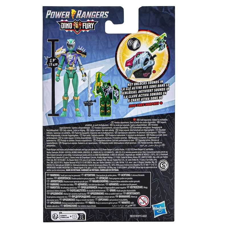 Power Rangers Dino Fury Ranger vert Armure Cosmic, figurine Power Rangers de 15 cm