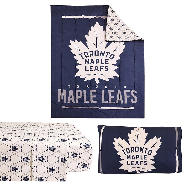 Ensemble de literie simple 4 pièces LNH- Maple Leafs de Toronto