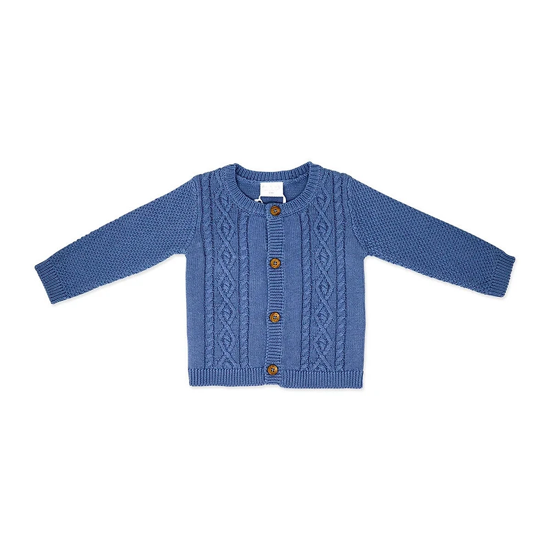 Rock a bye Baby Knit Cardigan and Trouser: Denim Blue 0-3M