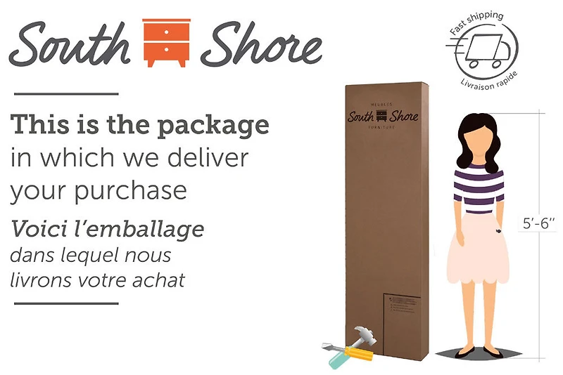 Meubles South Shore, Commode avec 6 tiroirs - Pin bord de mer