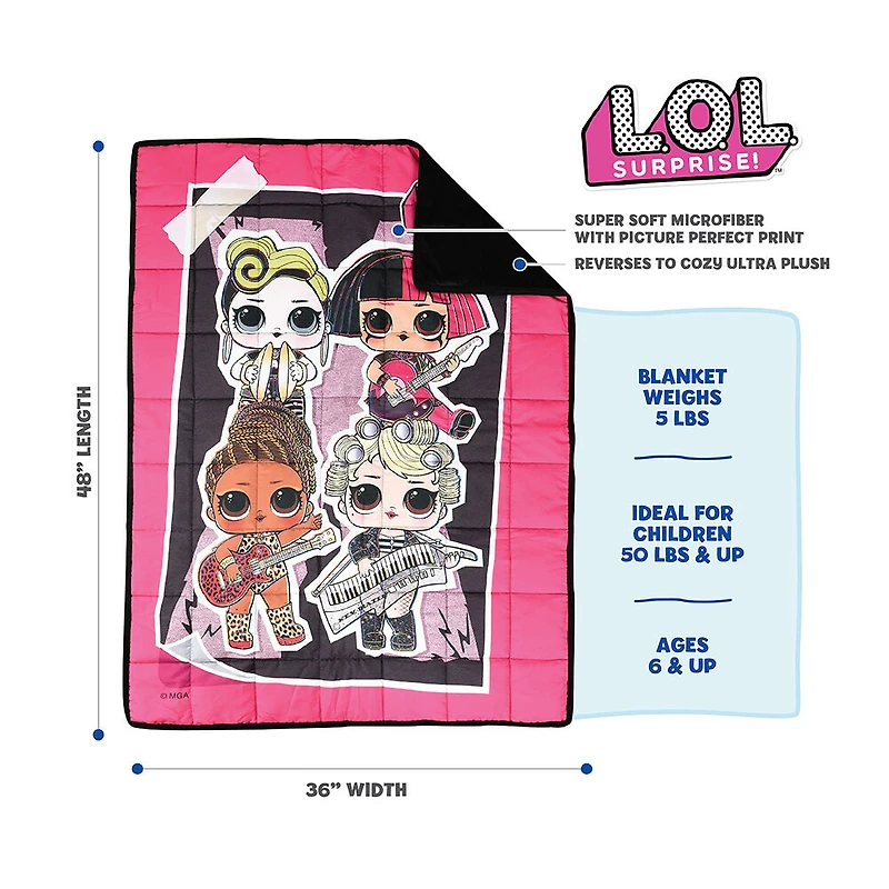 Couverture lestée pour enfants L.O.L. Surprise!  (36 x 48 pouces), 5 lbs